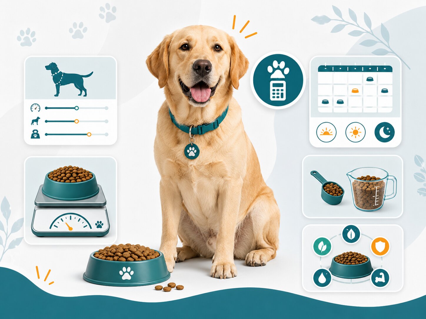 Beagle with food bowl — Dog Food Calculator & Label Checker